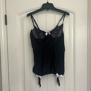 VICTORIAS SECRET Lingerie BLACK/PINK Lace Sexy BUSTIER CORSET Bra